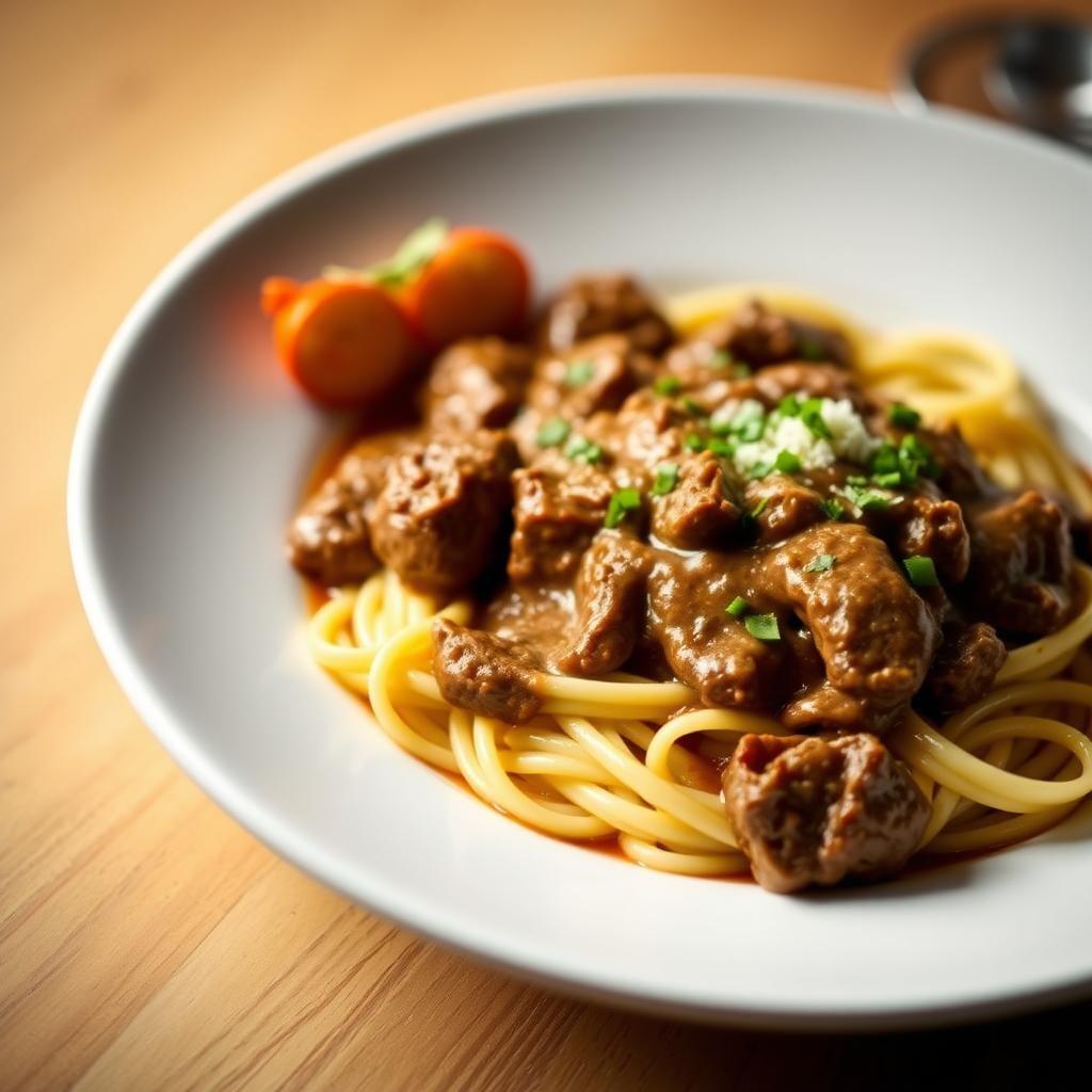 Skillet Beef Stroganoff with Buttered Egg Noodles Skillet Beef Stroganoff with Buttered Egg Noodles