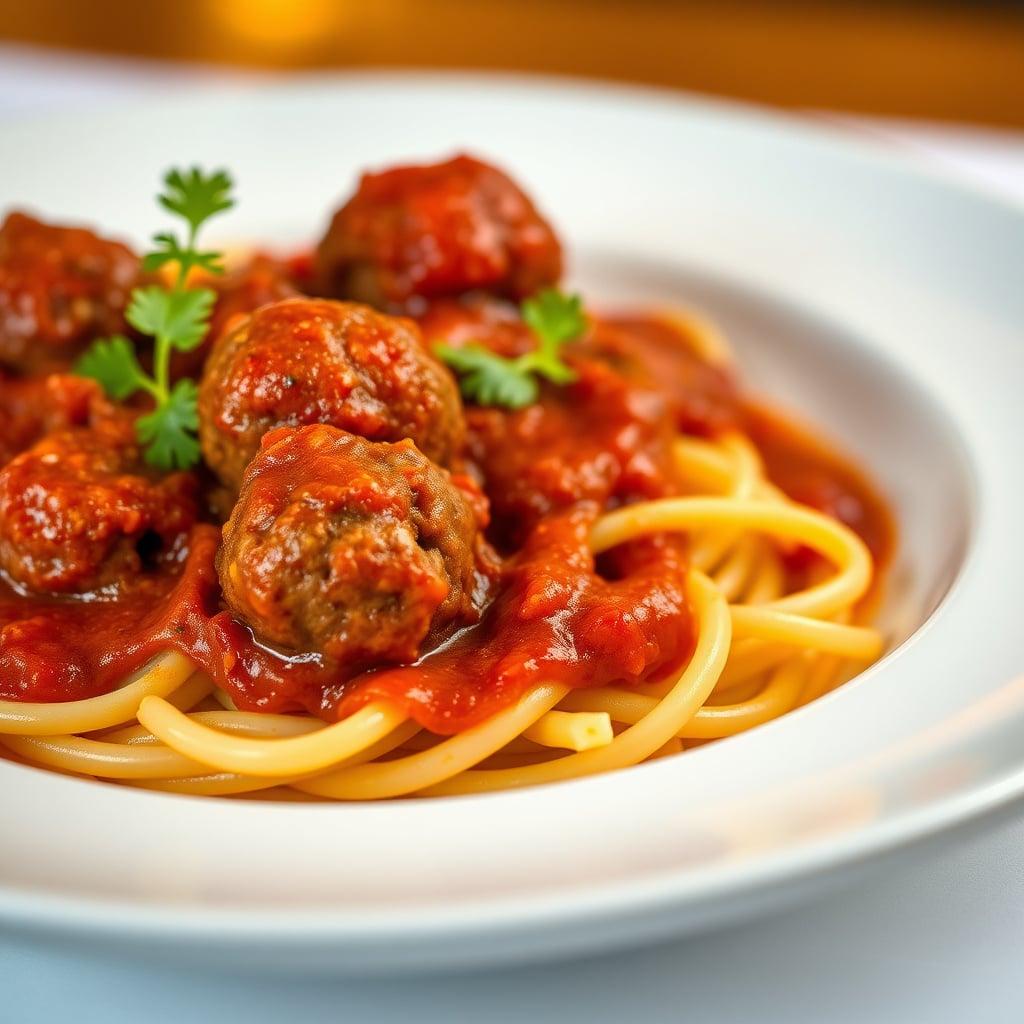 Spiced Beef Meatballs with Tomato Sauce and Penne Spiced Beef Meatballs with Tomato Sauce and Penne