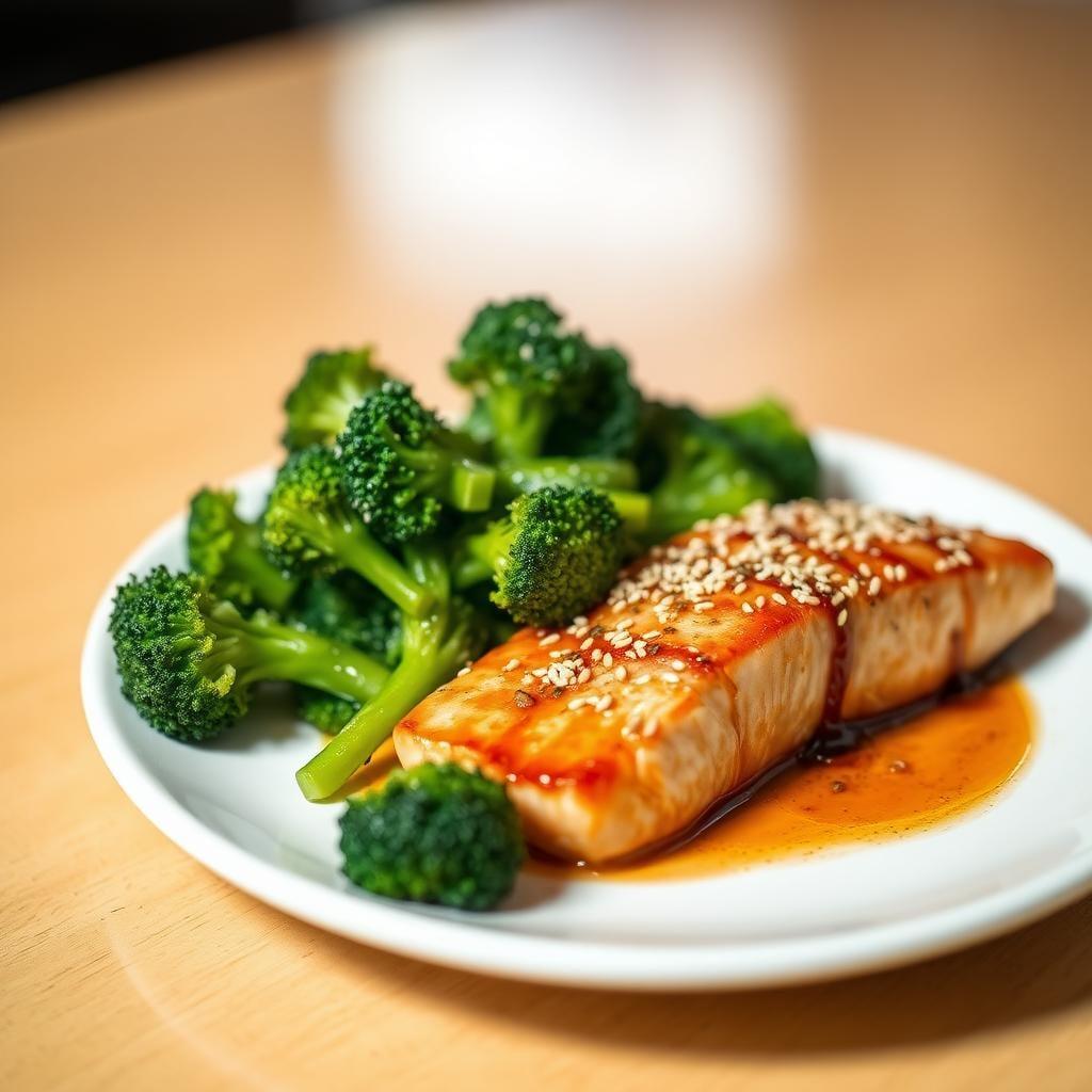 Baked Teriyaki Salmon with Sesame Broccoli