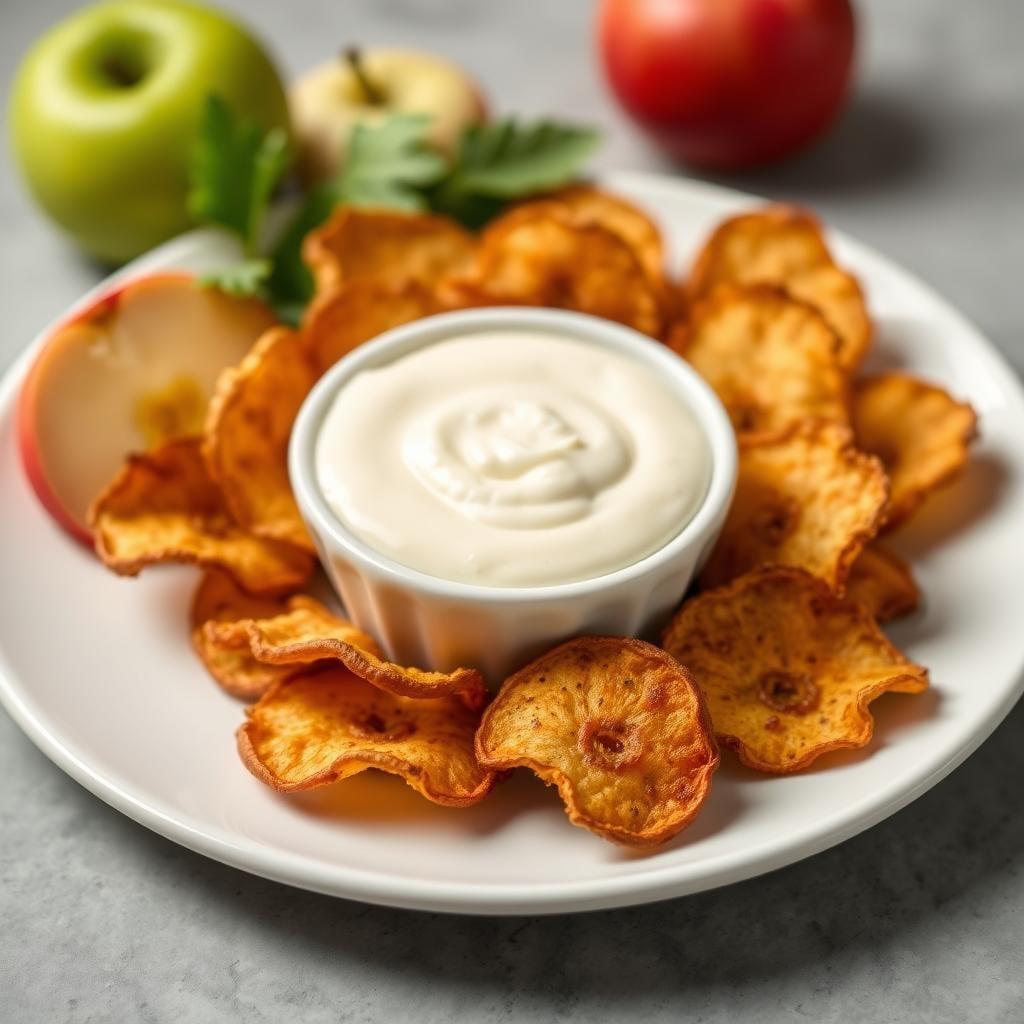 Baked Cinnamon Apple Chips with Vanilla Dip