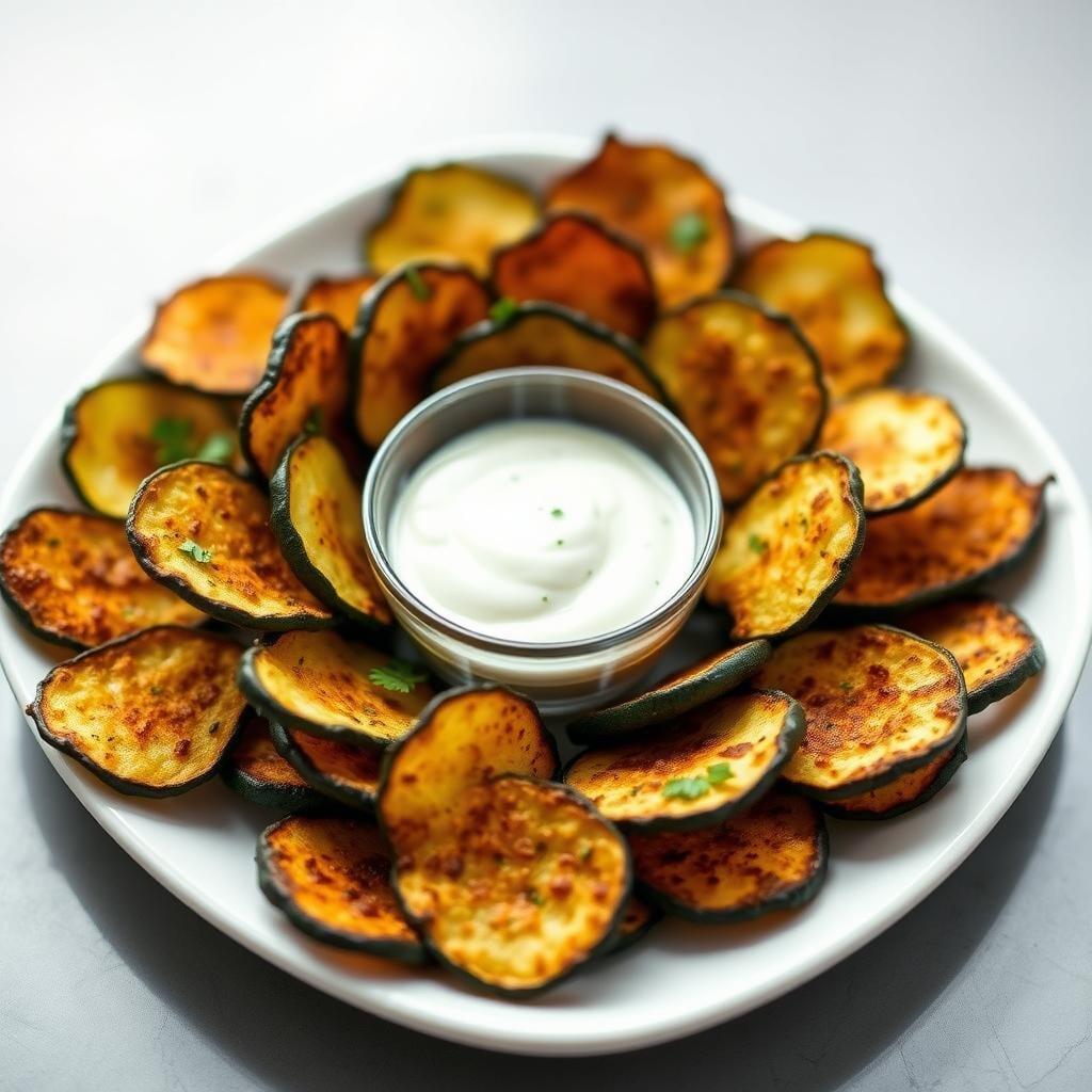 Baked Zucchini Chips with Herb Dipping Sauce