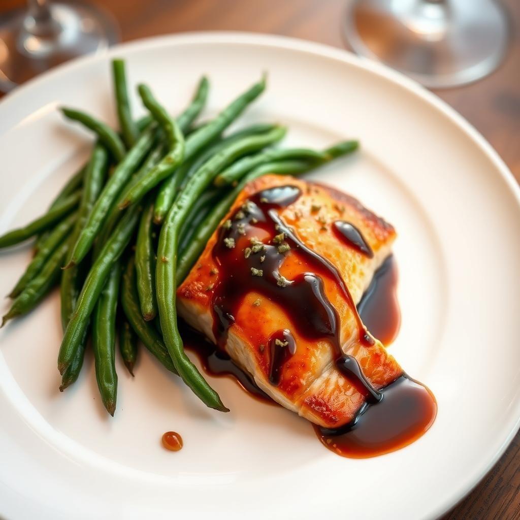 Balsamic Glazed Salmon with Garlic Green Beans