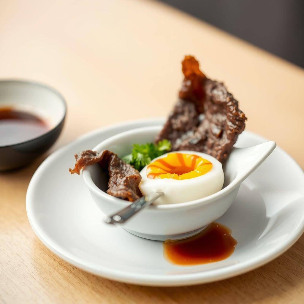 Artisanal Beef Jerky and Soft-Boiled Egg Snack Plate