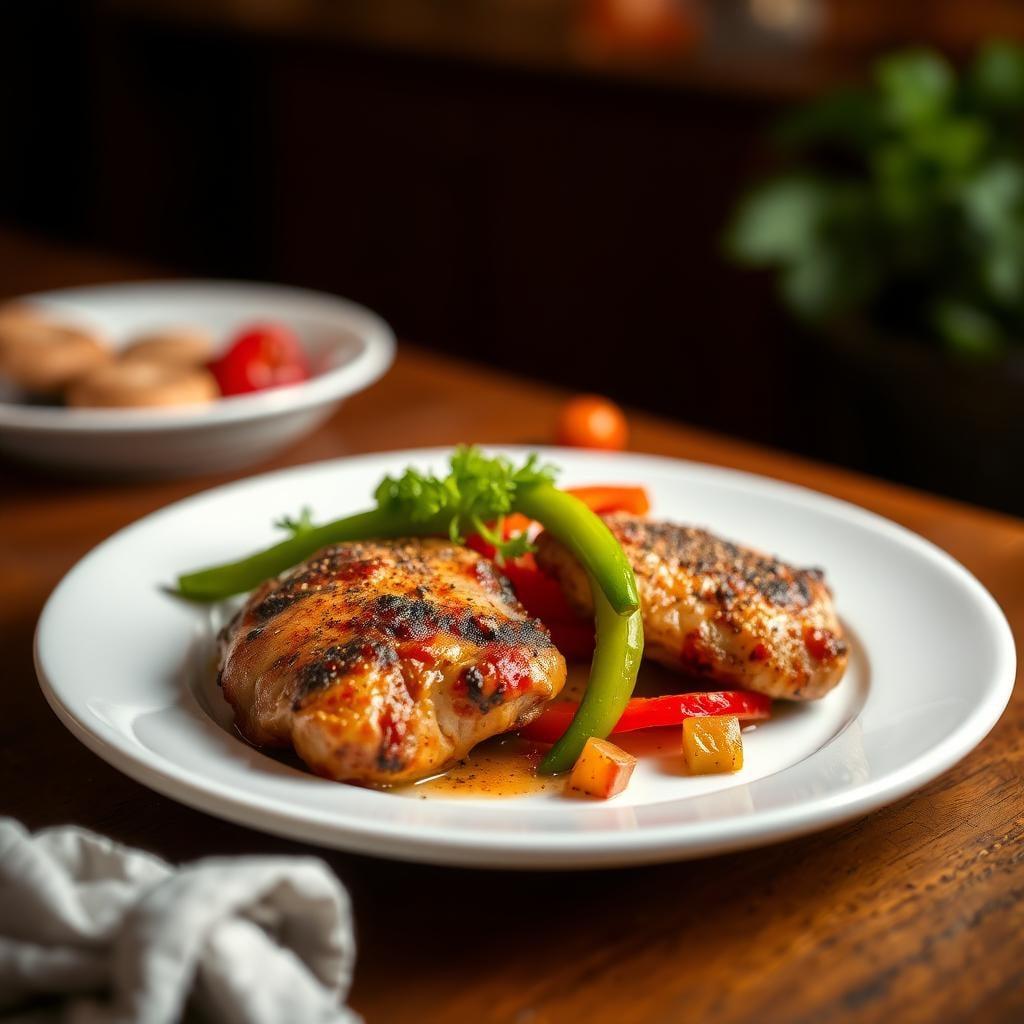 Cajun Blackened Chicken Thighs with Sautéed Bell Peppers