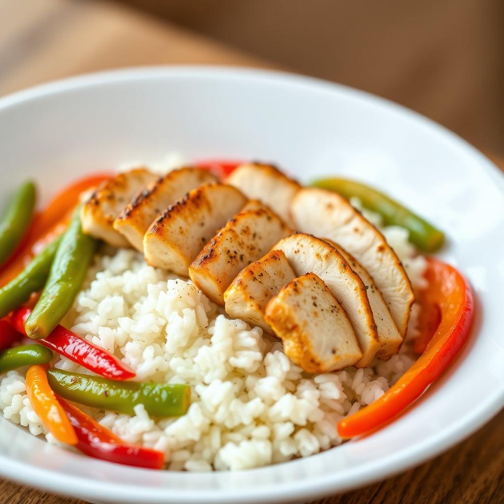 Cajun-Spiced Chicken with White Rice and Bell Peppers