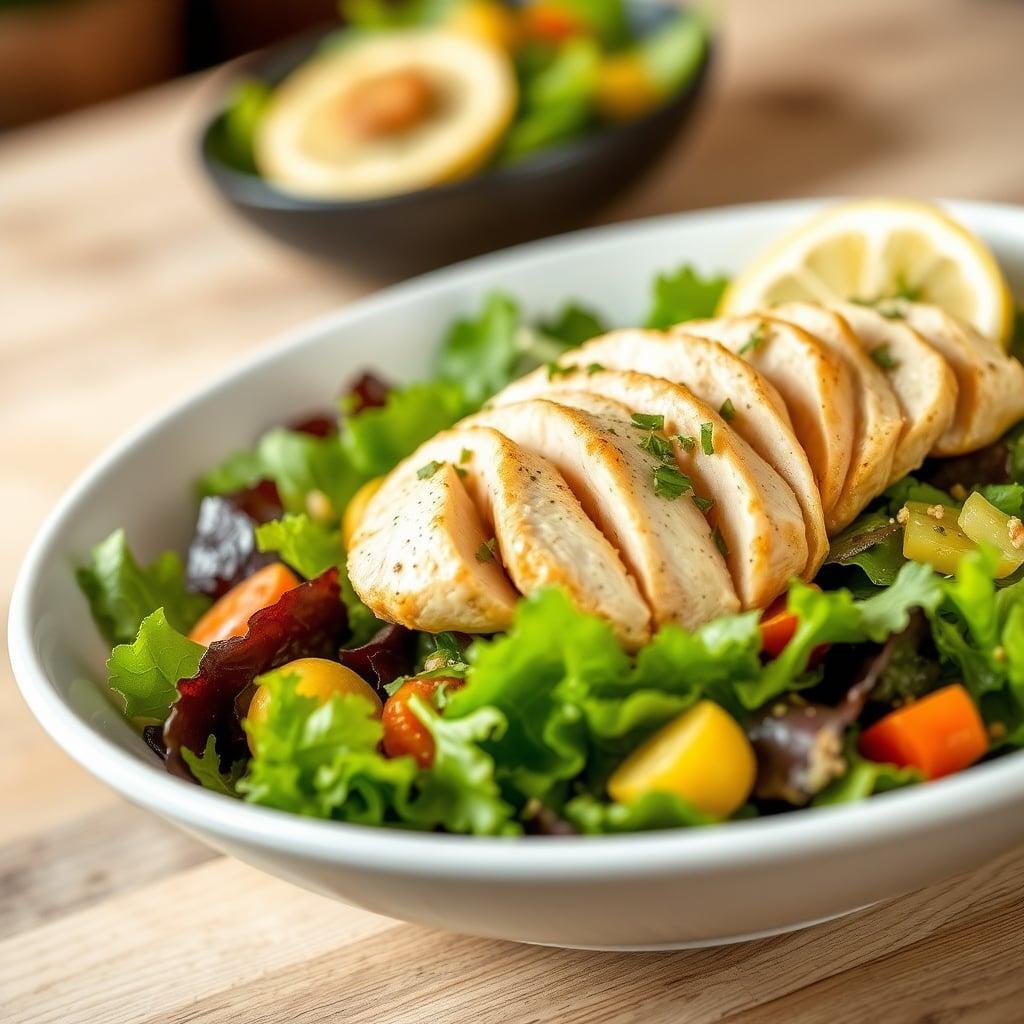 Lemon Garlic Chicken over Mixed Greens Lemon Garlic Chicken over Mixed Greens