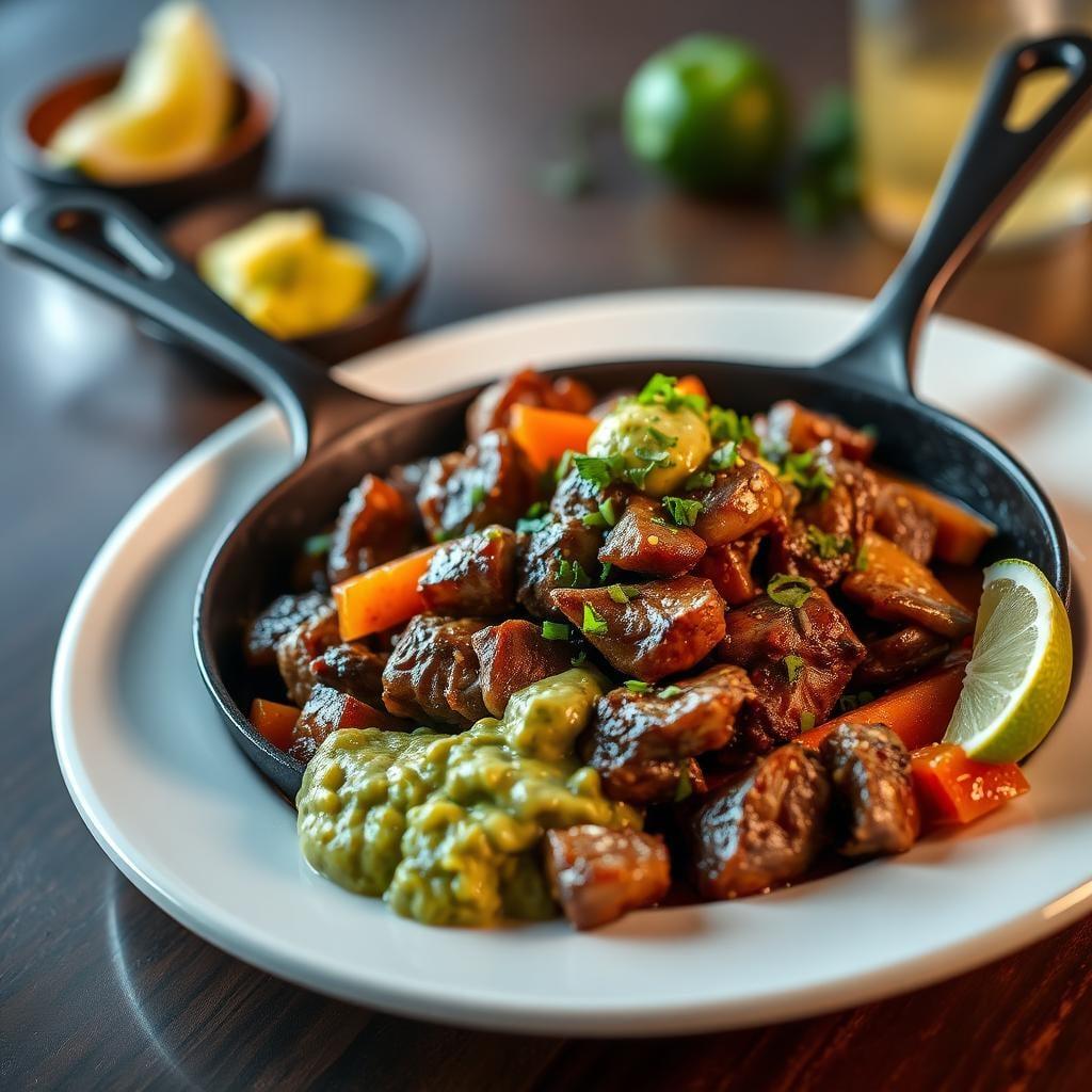 Skillet Beef Fajitas with Homemade Guacamole Skillet Beef Fajitas with Homemade Guacamole