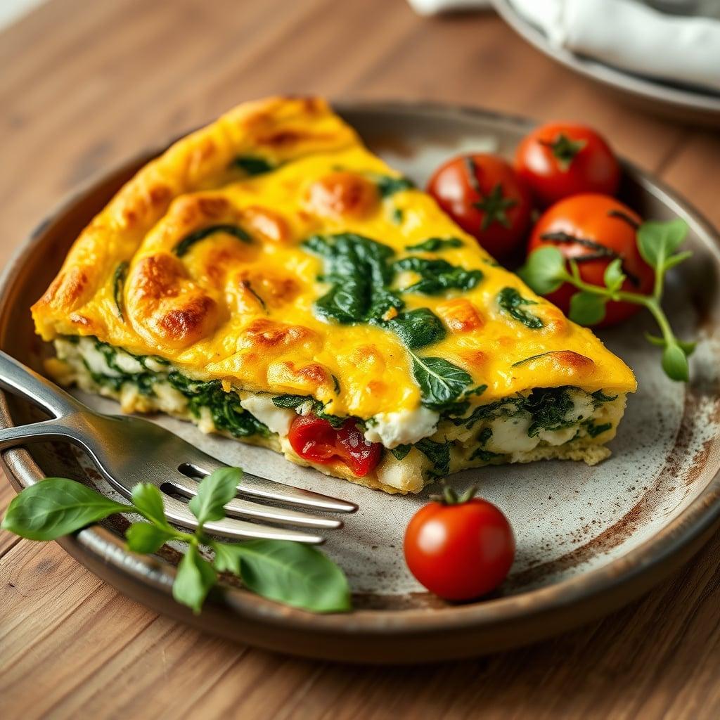 Savory Spinach and Feta Breakfast Frittata with Roasted Cherry Tomatoes Savory Spinach and Feta Breakfast Frittata with Roasted Cherry Tomatoes