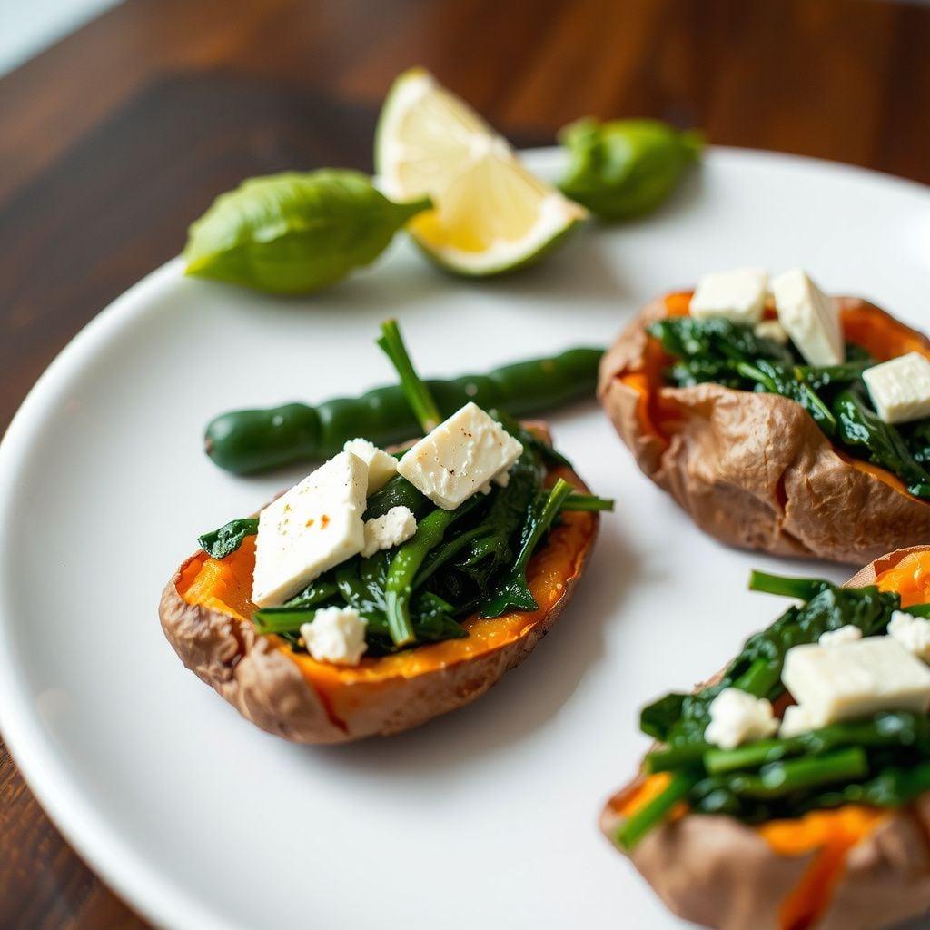 Feta & Spinach Stuffed Baked Sweet Potatoes Feta & Spinach Stuffed Baked Sweet Potatoes