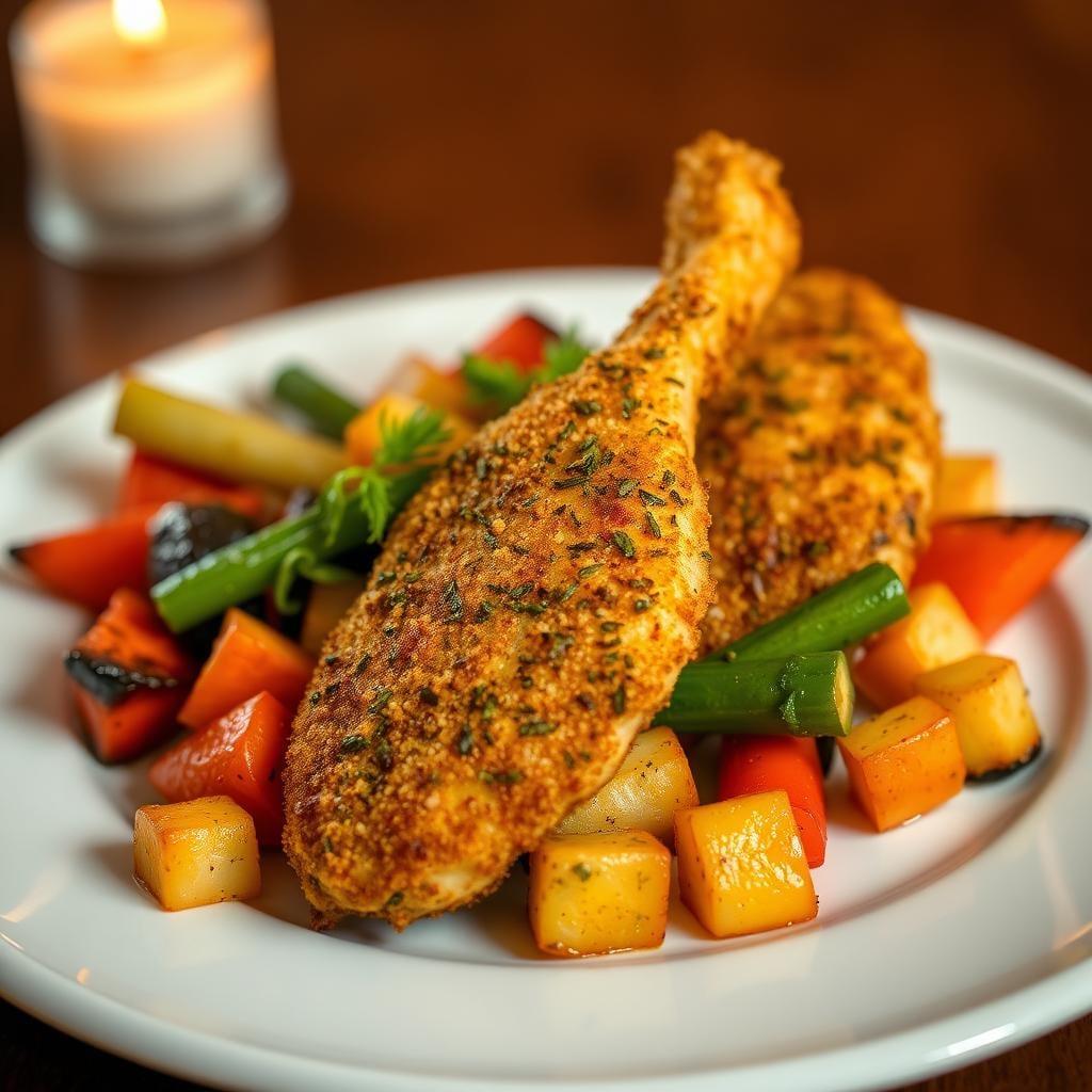 Air Fryer Herb-Crusted Chicken Tenders with Roasted Vegetables Air Fryer Herb-Crusted Chicken Tenders with Roasted Vegetables