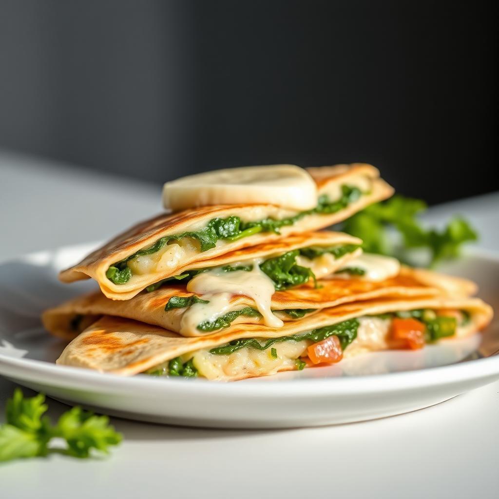 Cheesy Spinach Breakfast Quesadillas