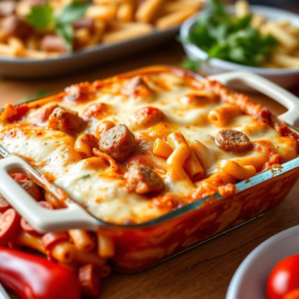 Baked Pasta Al Forno with Sausage and Peppers Baked Pasta Al Forno with Sausage and Peppers