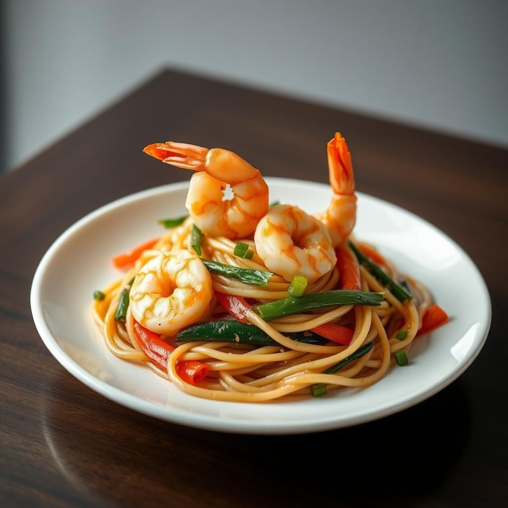 Garlic Butter Shrimp Udon with Seasonal Vegetables Garlic Butter Shrimp Udon with Seasonal Vegetables