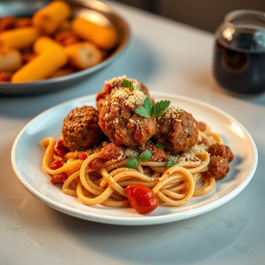 Slow-Cooked Italian Meatballs with Whole Wheat Pasta Slow-Cooked Italian Meatballs with Whole Wheat Pasta