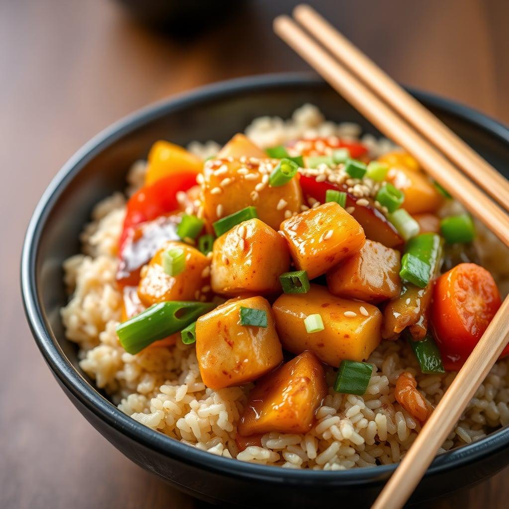Quick Teriyaki Tofu Stir-Fry with Brown Rice Quick Teriyaki Tofu Stir-Fry with Brown Rice