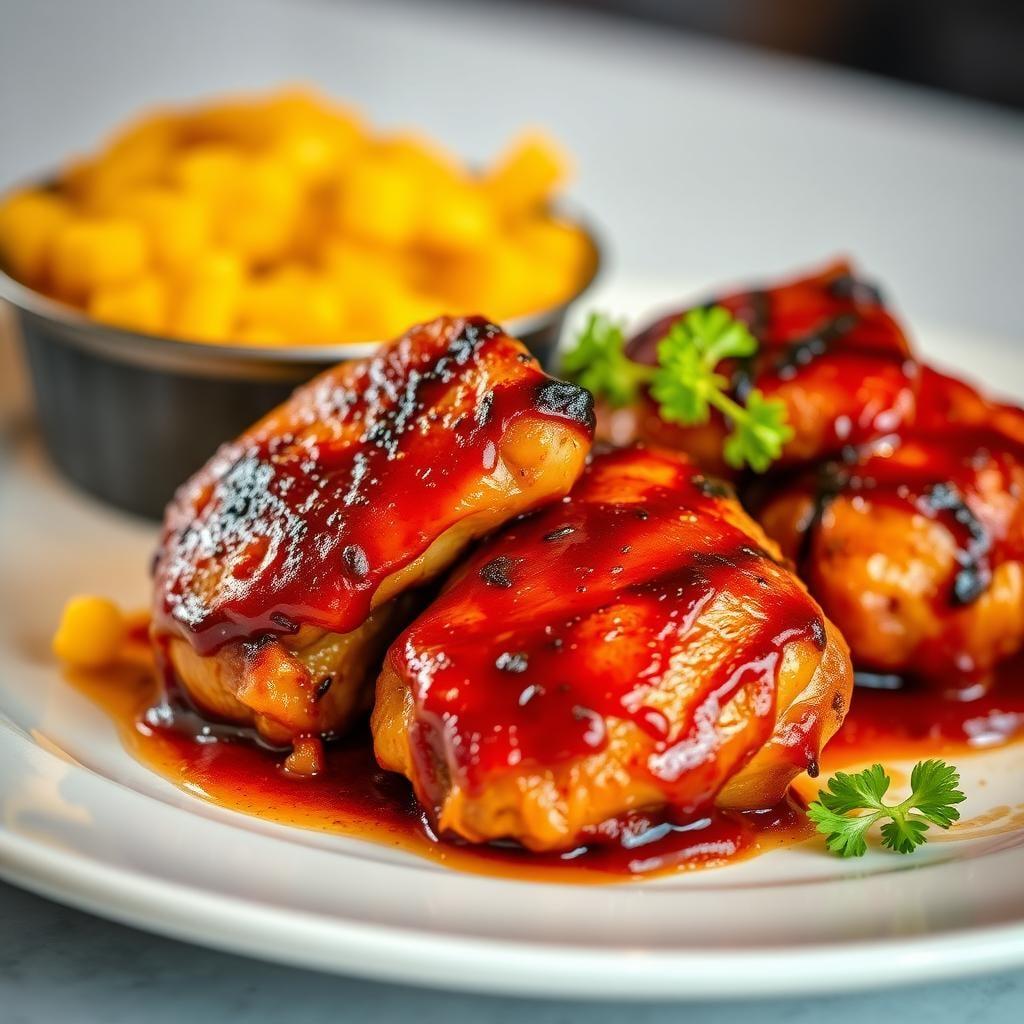 Simple BBQ Chicken Thighs with Cornbread Simple BBQ Chicken Thighs with Cornbread