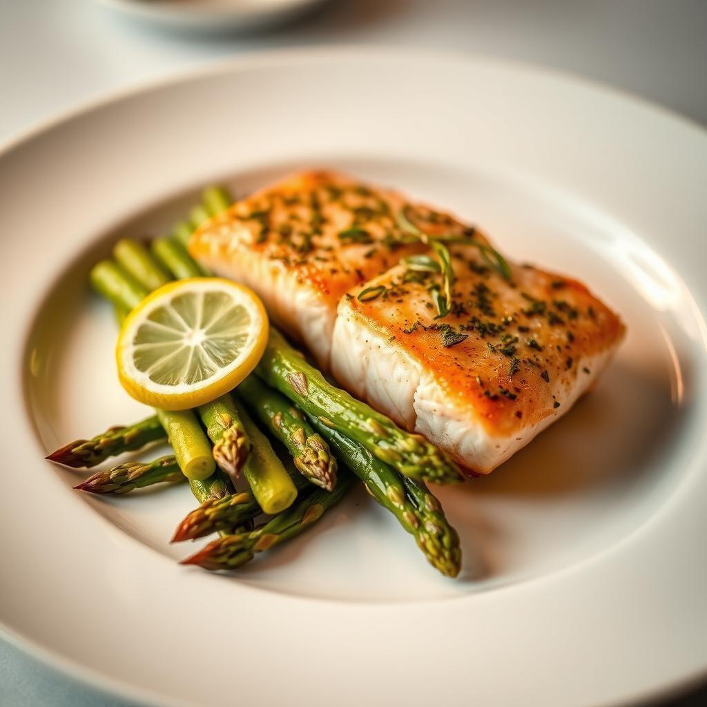 Herb-Roasted Salmon with Lemon-Garlic Asparagus Herb-Roasted Salmon with Lemon-Garlic Asparagus