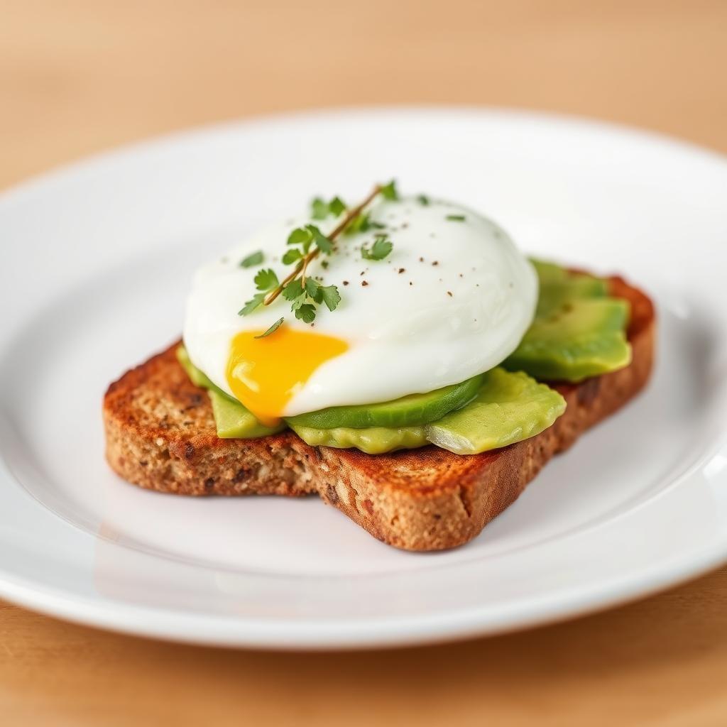 Whole Grain Toast with Avocado and Poached Egg Whole Grain Toast with Avocado and Poached Egg