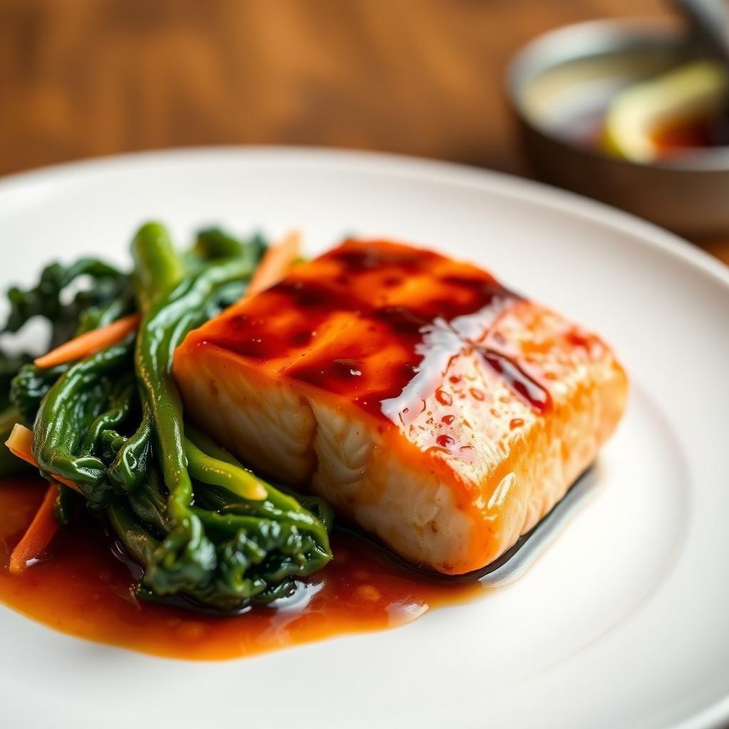 Miso-Glazed Salmon with Ginger Bok Choy Miso-Glazed Salmon with Ginger Bok Choy