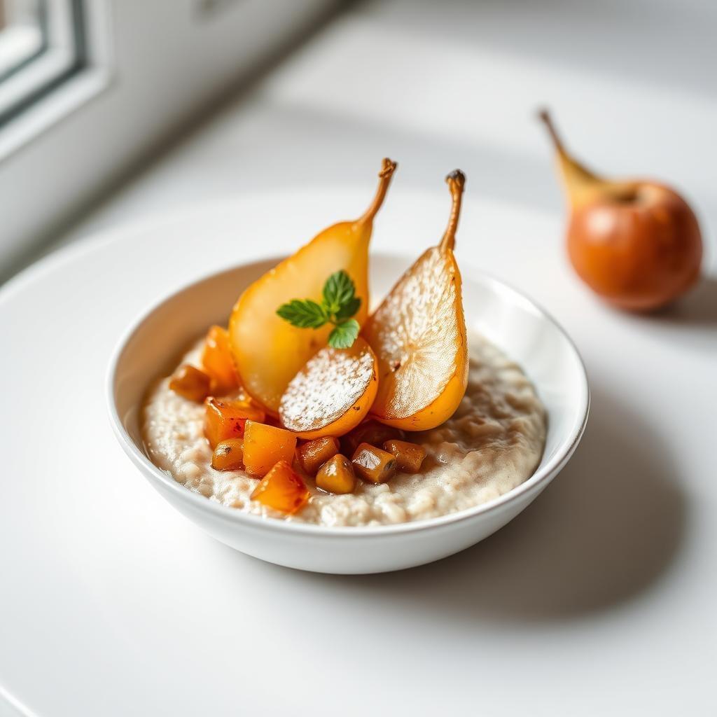 Cardamom-Spiced Amaranth Porridge with Caramelized Pears