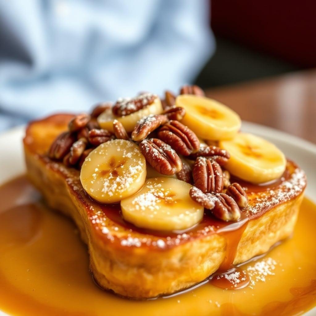 Brioche French Toast with Caramelized Bananas and Toasted Pecans