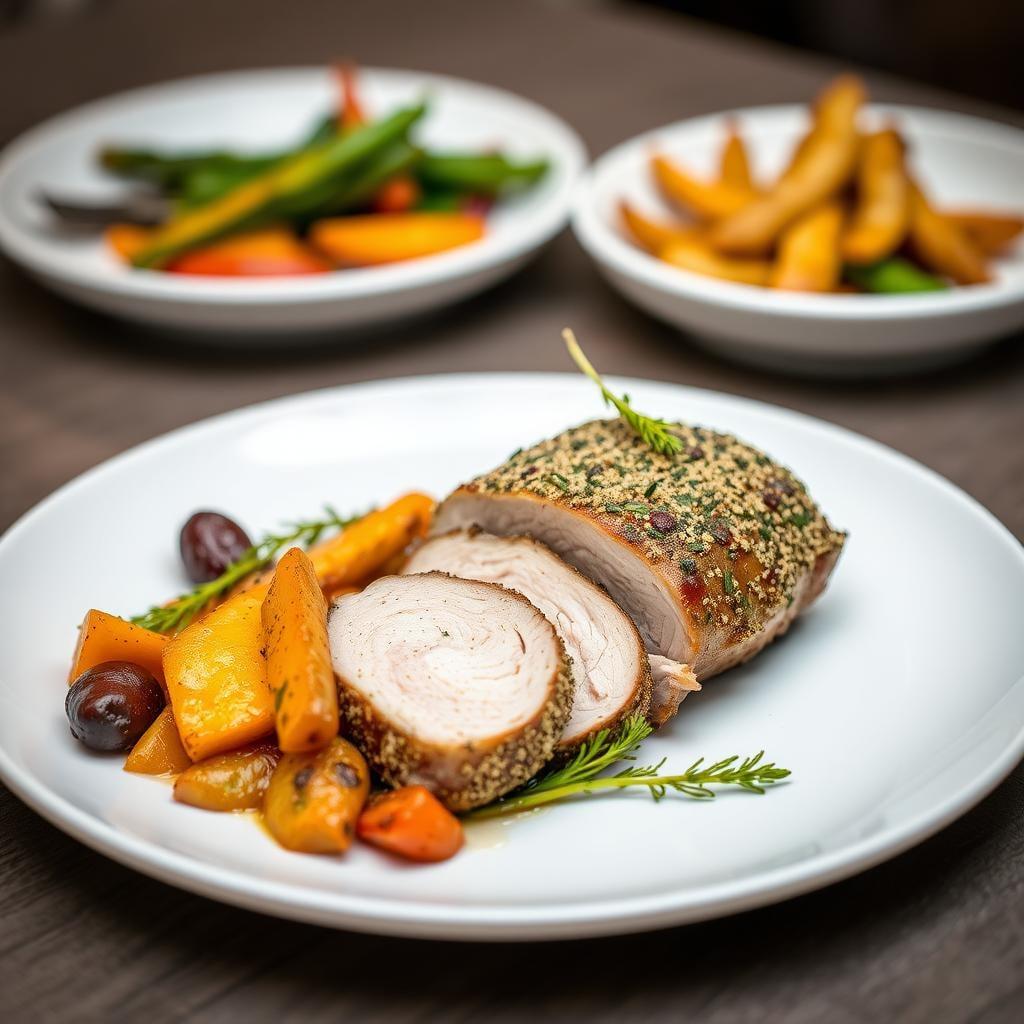 Herb-Crusted Pork Tenderloin with Roasted Root Vegetables (Leftover) Herb-Crusted Pork Tenderloin with Roasted Root Vegetables (Leftover)