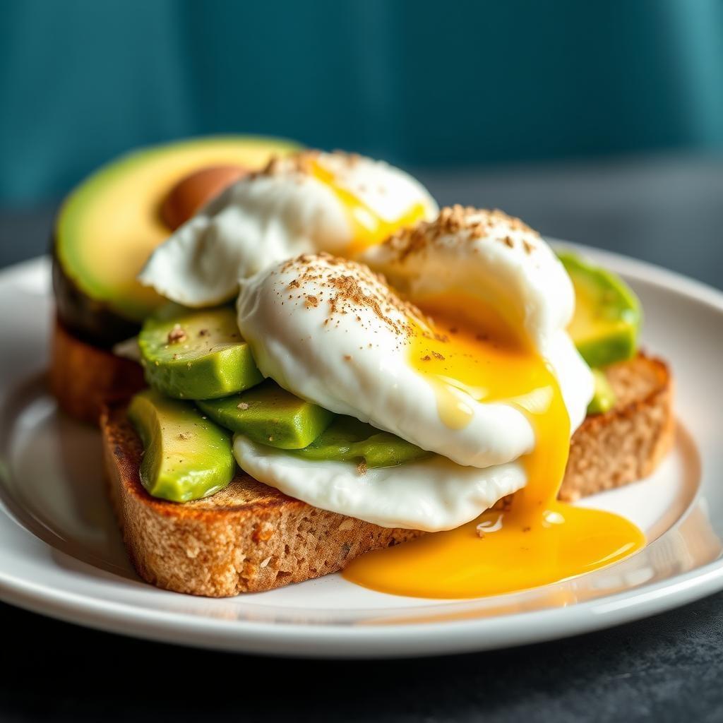 Avocado and Whole Grain Toast with Poached Eggs