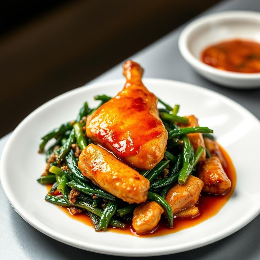 Honey Garlic Chicken with Stir-Fried Greens