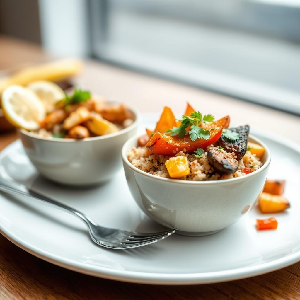Sesame-Ginger Quinoa Bowls with Roasted Vegetables Sesame-Ginger Quinoa Bowls with Roasted Vegetables