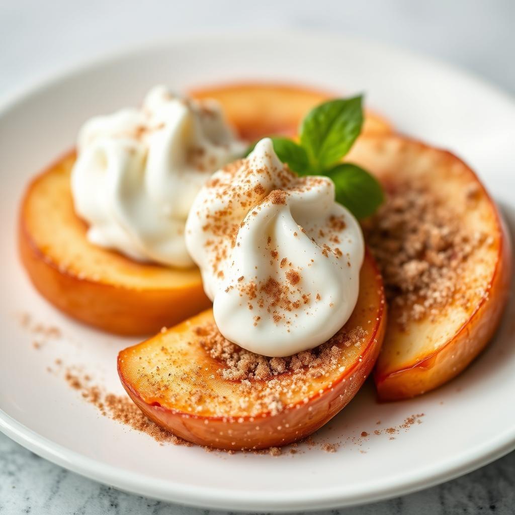 Cinnamon Sugar Baked Apple Slices with Vanilla Cream Cinnamon Sugar Baked Apple Slices with Vanilla Cream