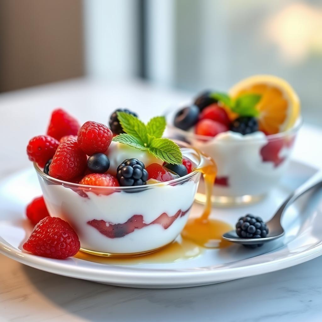 Greek Yogurt Parfait with Honey and Berries Greek Yogurt Parfait with Honey and Berries