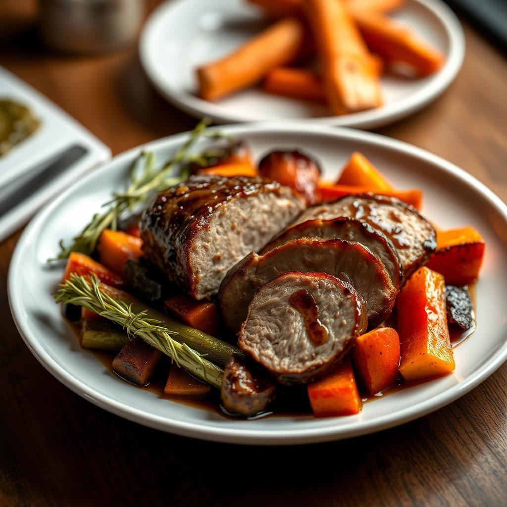 Balsamic Glazed Pork Tenderloin with Roasted Vegetables