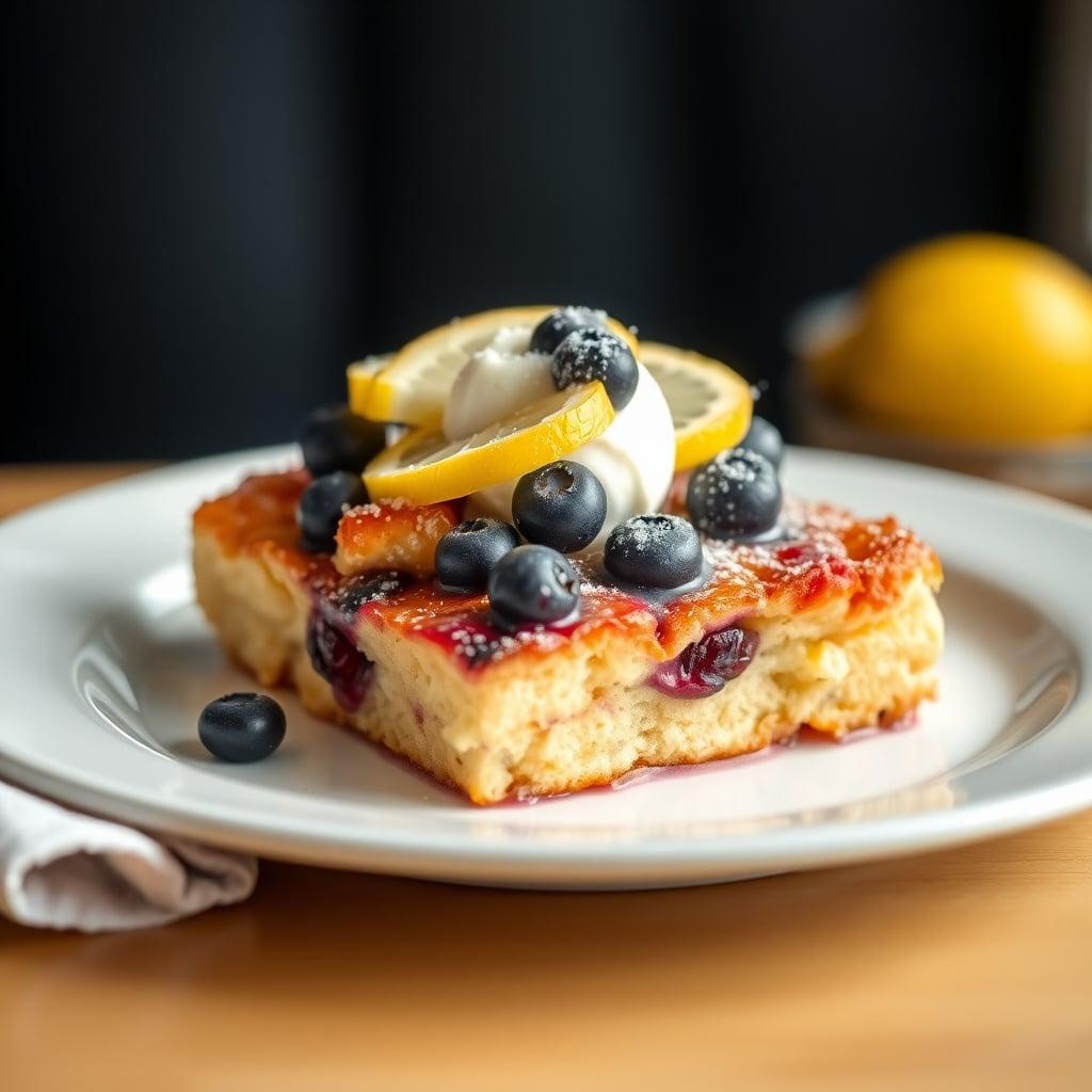 Blueberry-Lemon Ricotta Baked French Toast Casserole