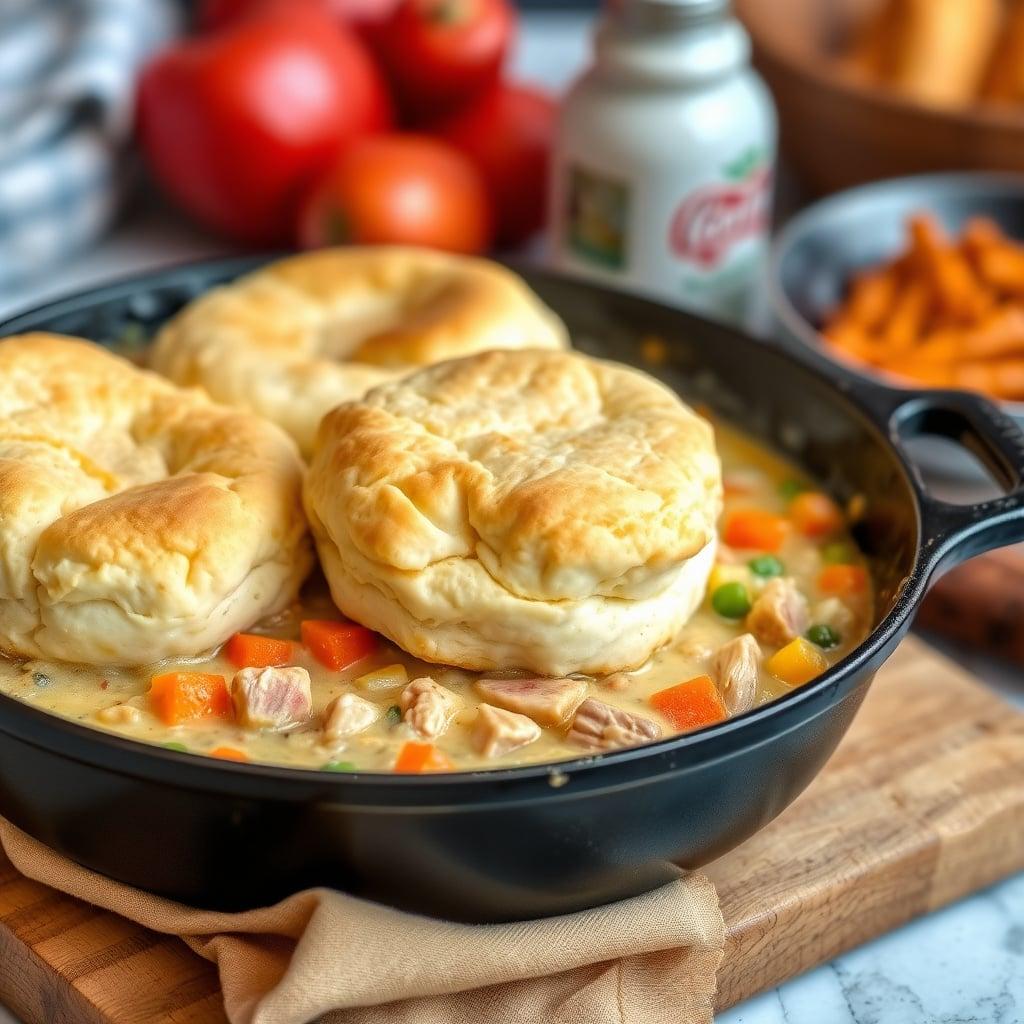 Rustic Chicken and Root Vegetable Skillet Pot Pie with Drop Biscuits Rustic Chicken and Root Vegetable Skillet Pot Pie with Drop Biscuits