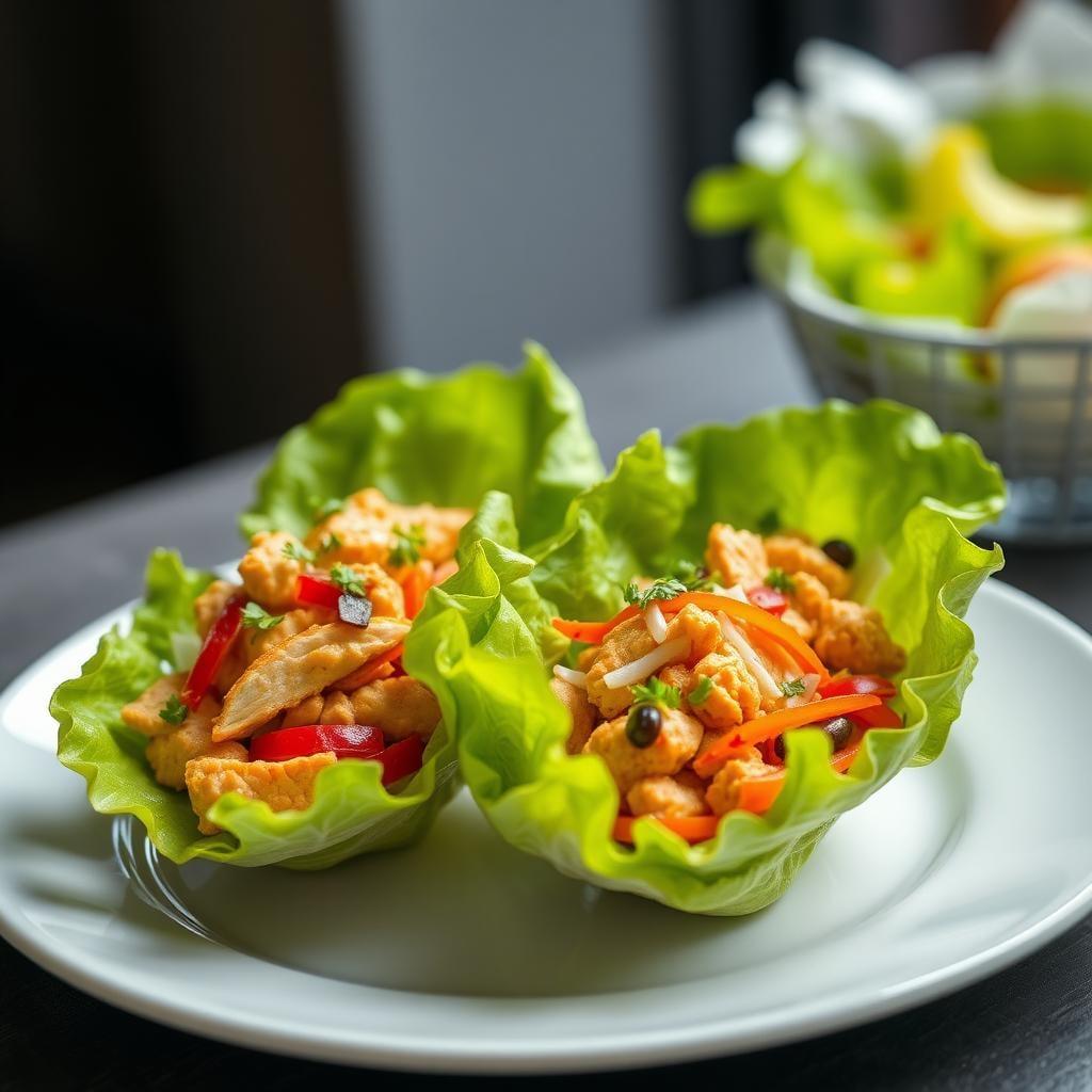 Rainbow Chicken Lettuce Cups Rainbow Chicken Lettuce Cups