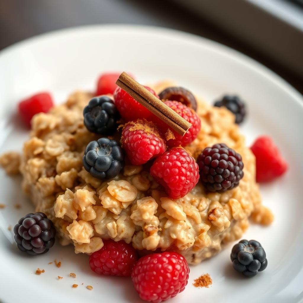 Maple Cinnamon Baked Oatmeal with Fresh Berries Maple Cinnamon Baked Oatmeal with Fresh Berries