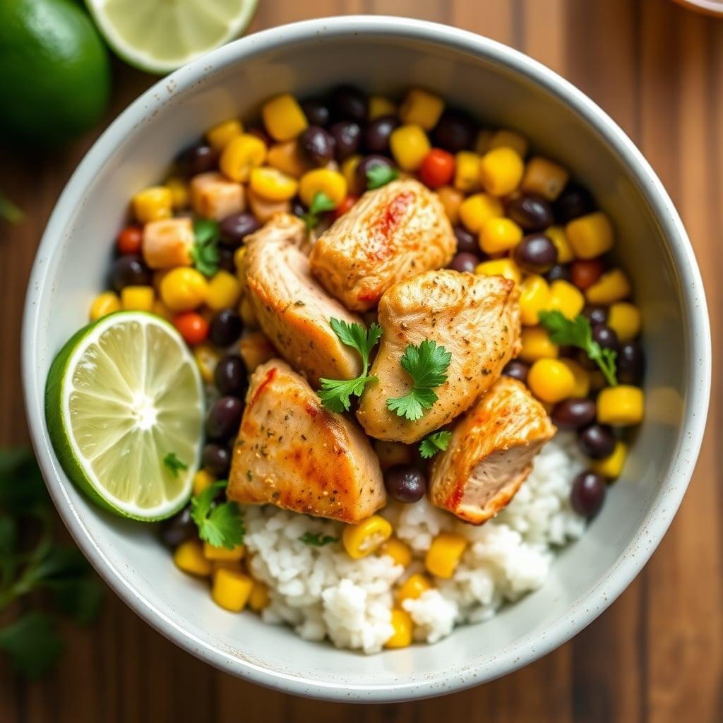 Zesty Lime Chicken and Black Bean Bowls with Corn Zesty Lime Chicken and Black Bean Bowls with Corn