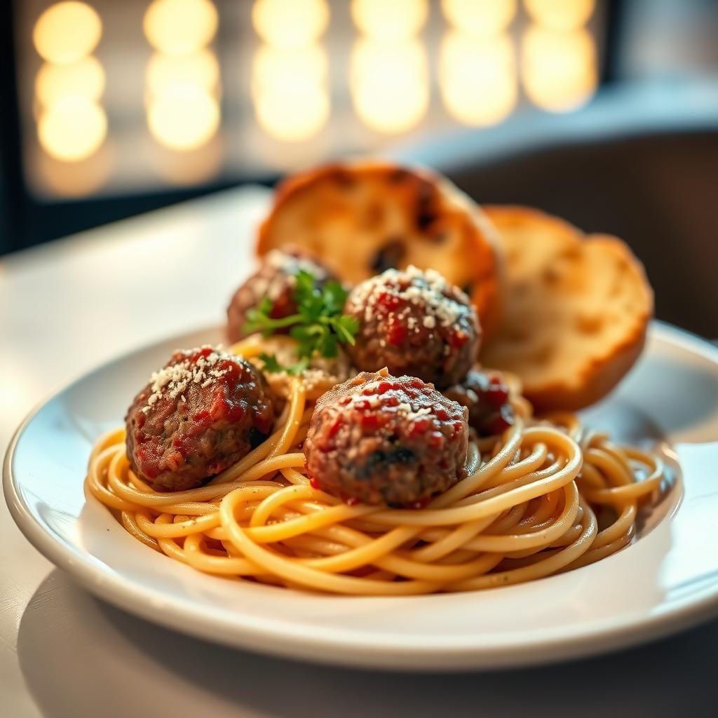 Spaghetti and Meatballs with Garlic Bread Spaghetti and Meatballs with Garlic Bread