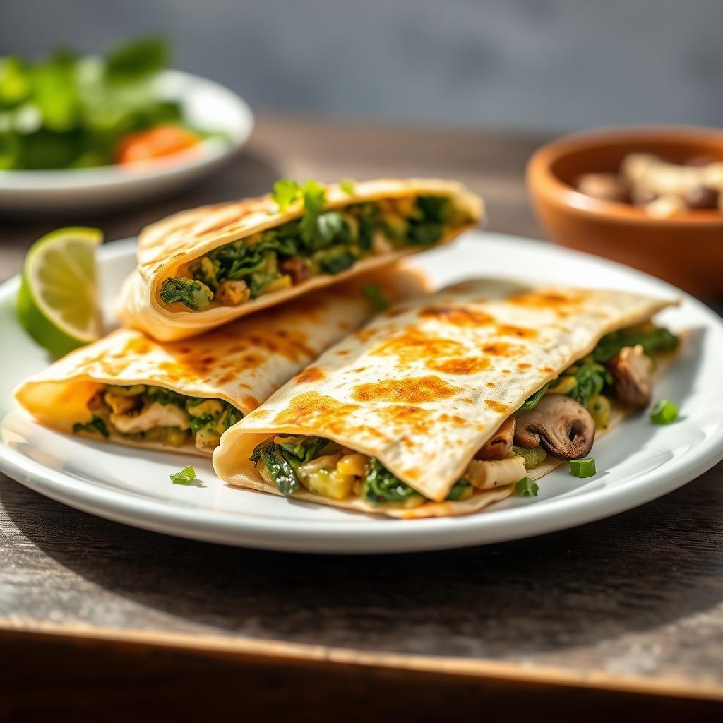 Savory Spinach & Mushroom Breakfast Quesadillas Savory Spinach & Mushroom Breakfast Quesadillas