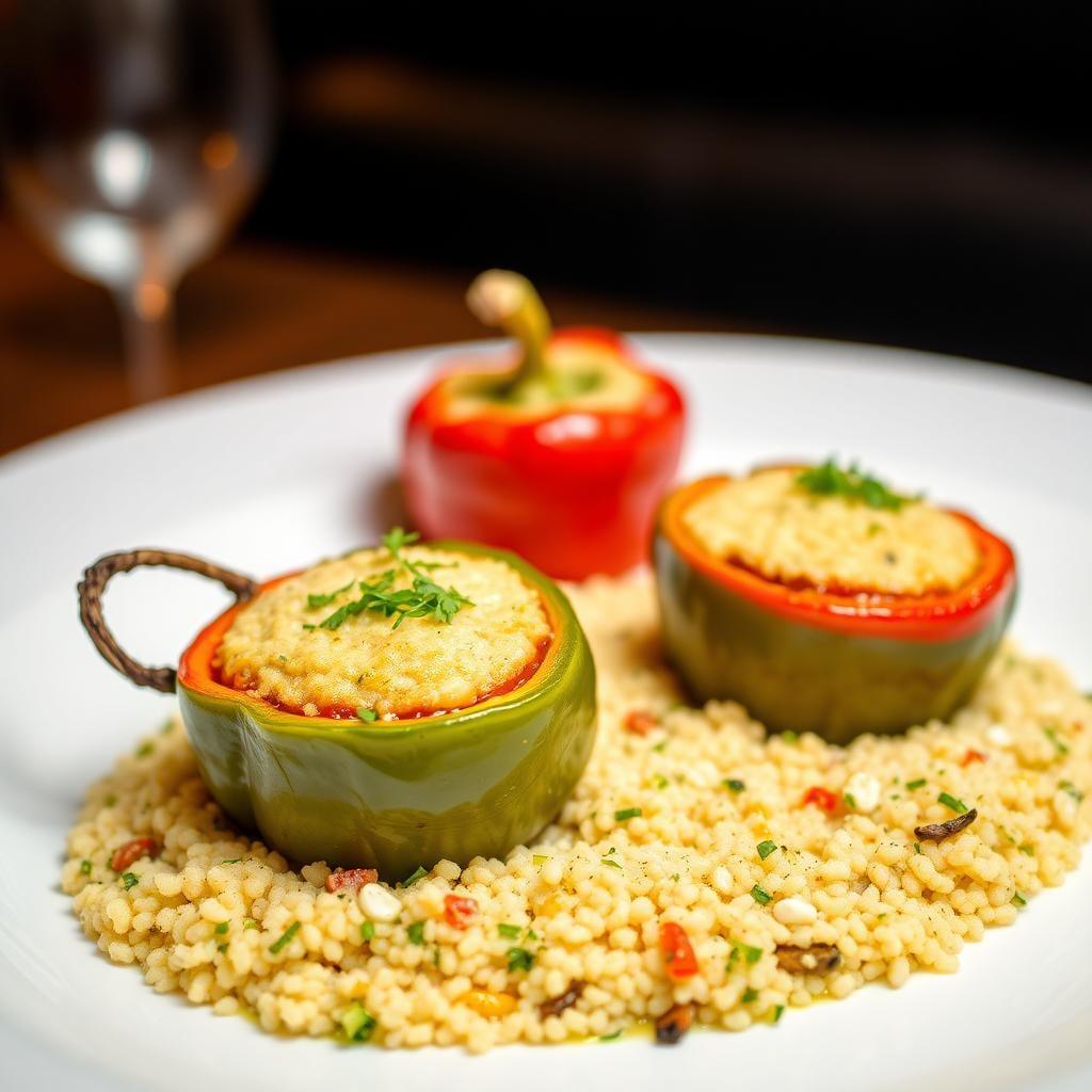 Mediterranean Stuffed Bell Peppers with Herbed Couscous Mediterranean Stuffed Bell Peppers with Herbed Couscous