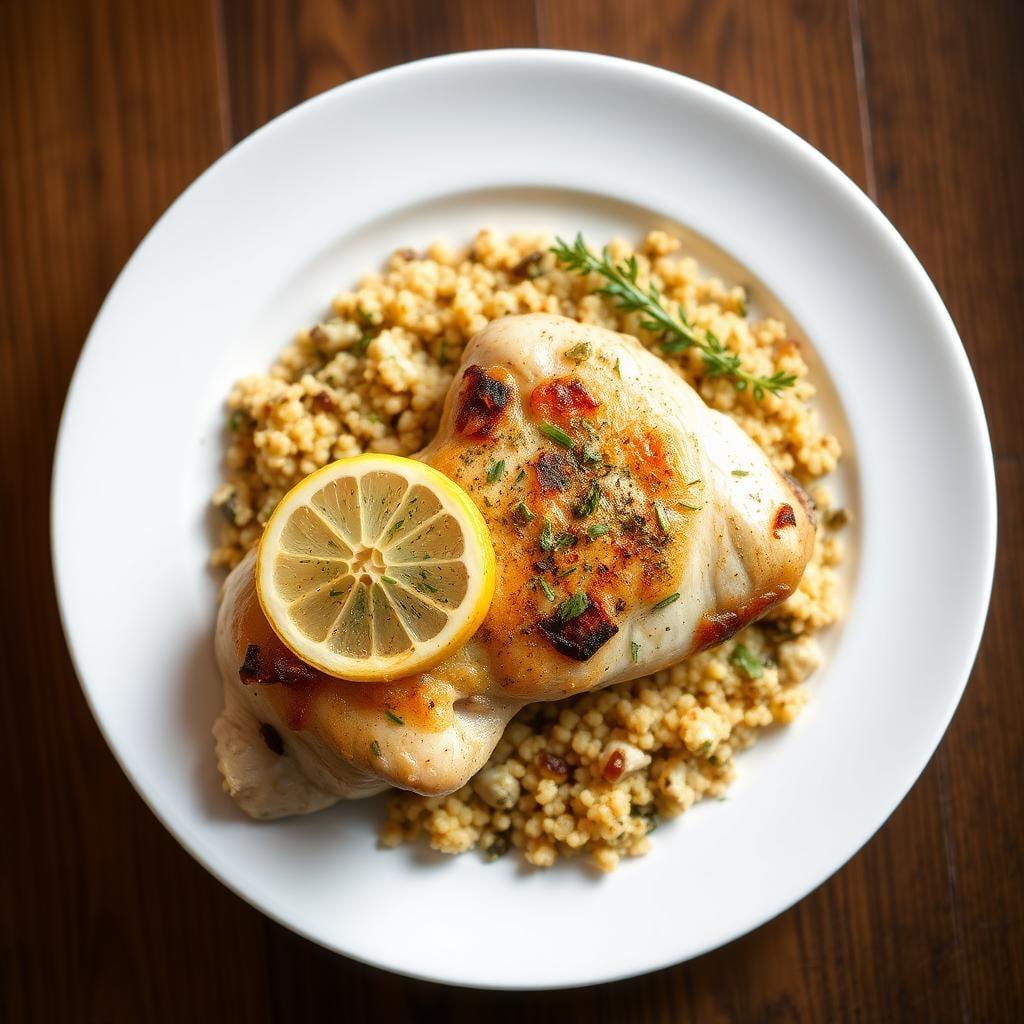 Herb-Roasted Chicken with Lemon Garlic Quinoa Herb-Roasted Chicken with Lemon Garlic Quinoa