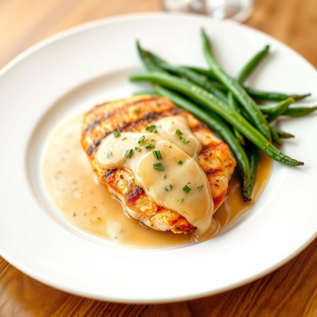 Seared Chicken Breast with White Wine Pan Sauce and Garlic Green Beans Seared Chicken Breast with White Wine Pan Sauce and Garlic Green Beans