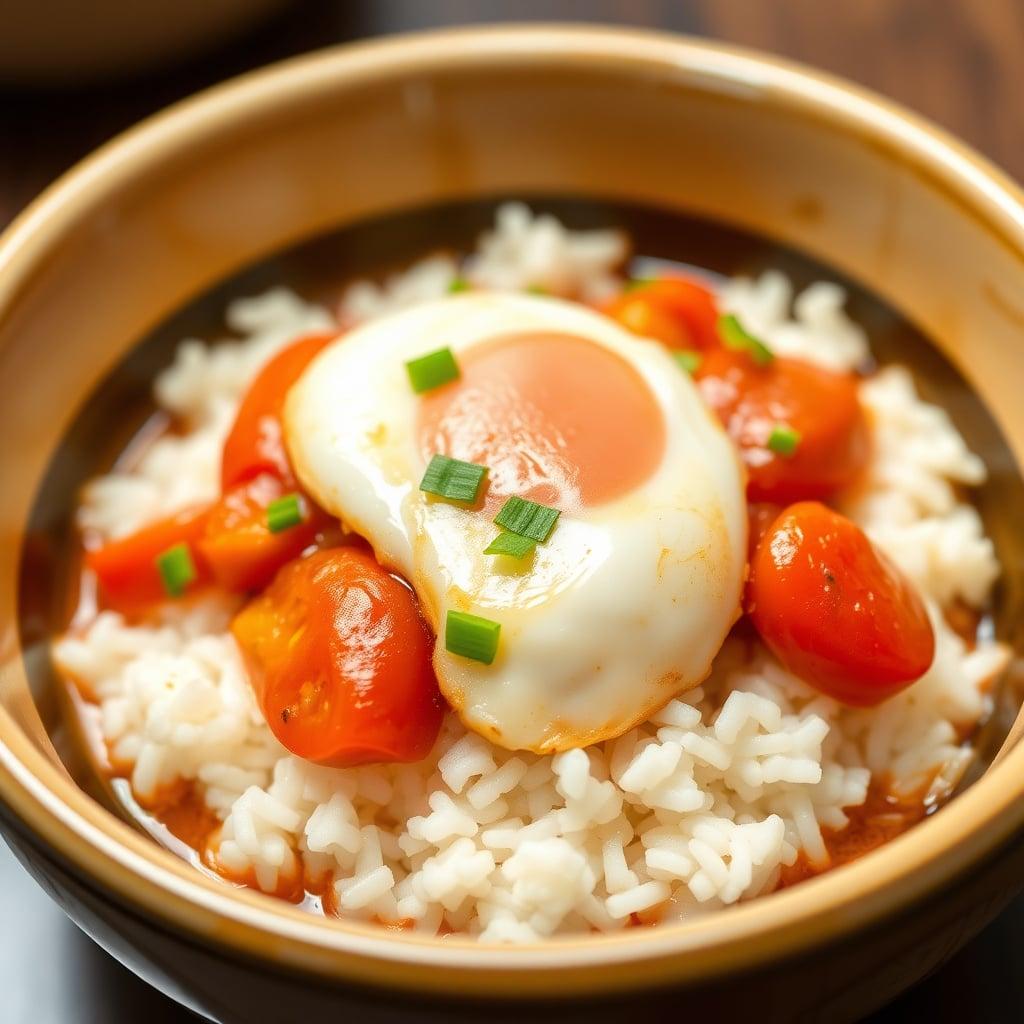 Savory Chinese Tomato and Egg Stir-Fry over Soft Rice Savory Chinese Tomato and Egg Stir-Fry over Soft Rice
