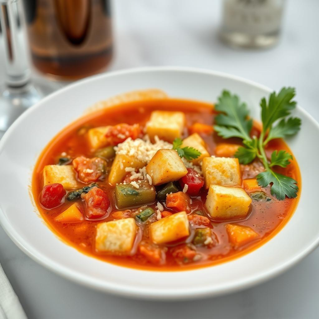 Italian Vegetable Minestrone Soup with Cheesy Croutons Italian Vegetable Minestrone Soup with Cheesy Croutons