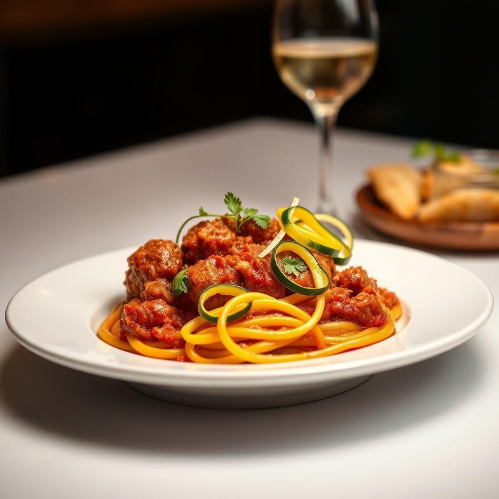 Calabrian Beef Ragu with Zucchini Ribbons