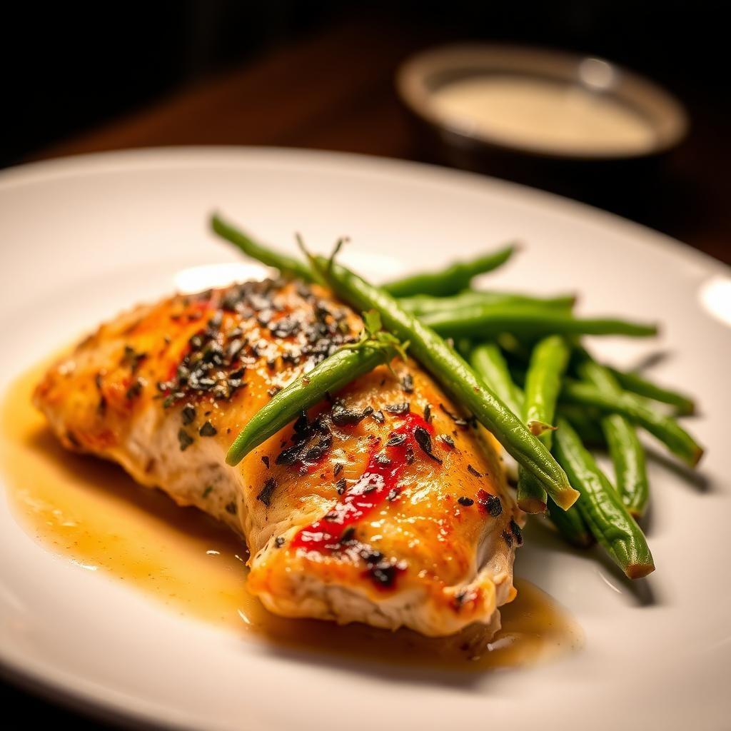 Herb-Roasted Chicken Breast with Garlic Green Beans Herb-Roasted Chicken Breast with Garlic Green Beans