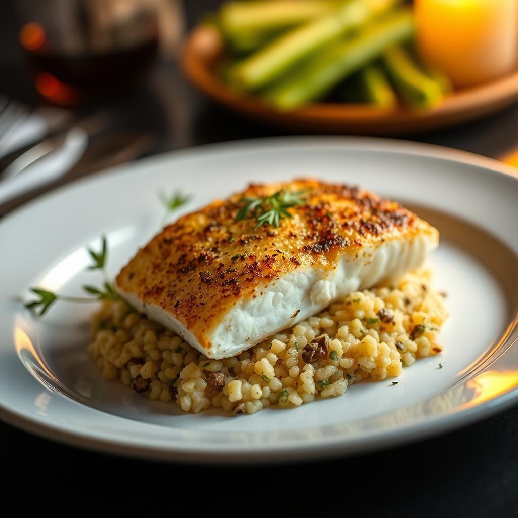 Roasted Garlic Butter Cod with Herbed Couscous Roasted Garlic Butter Cod with Herbed Couscous