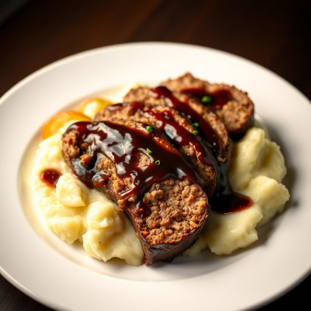 Balsamic Glazed Turkey Meatloaf with Garlic Mashed Potatoes Balsamic Glazed Turkey Meatloaf with Garlic Mashed Potatoes