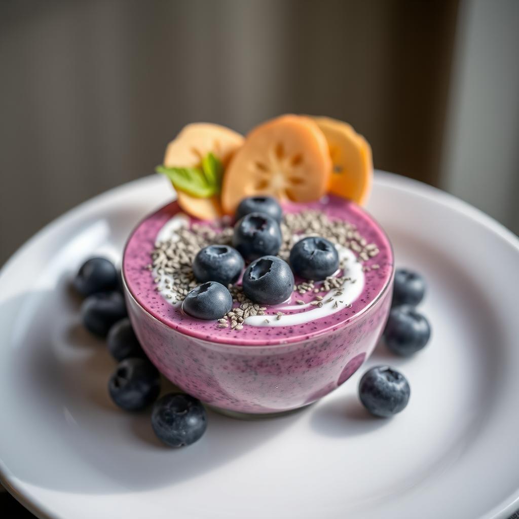 Blueberry Yogurt Smoothie Bowl with Chia Seeds
