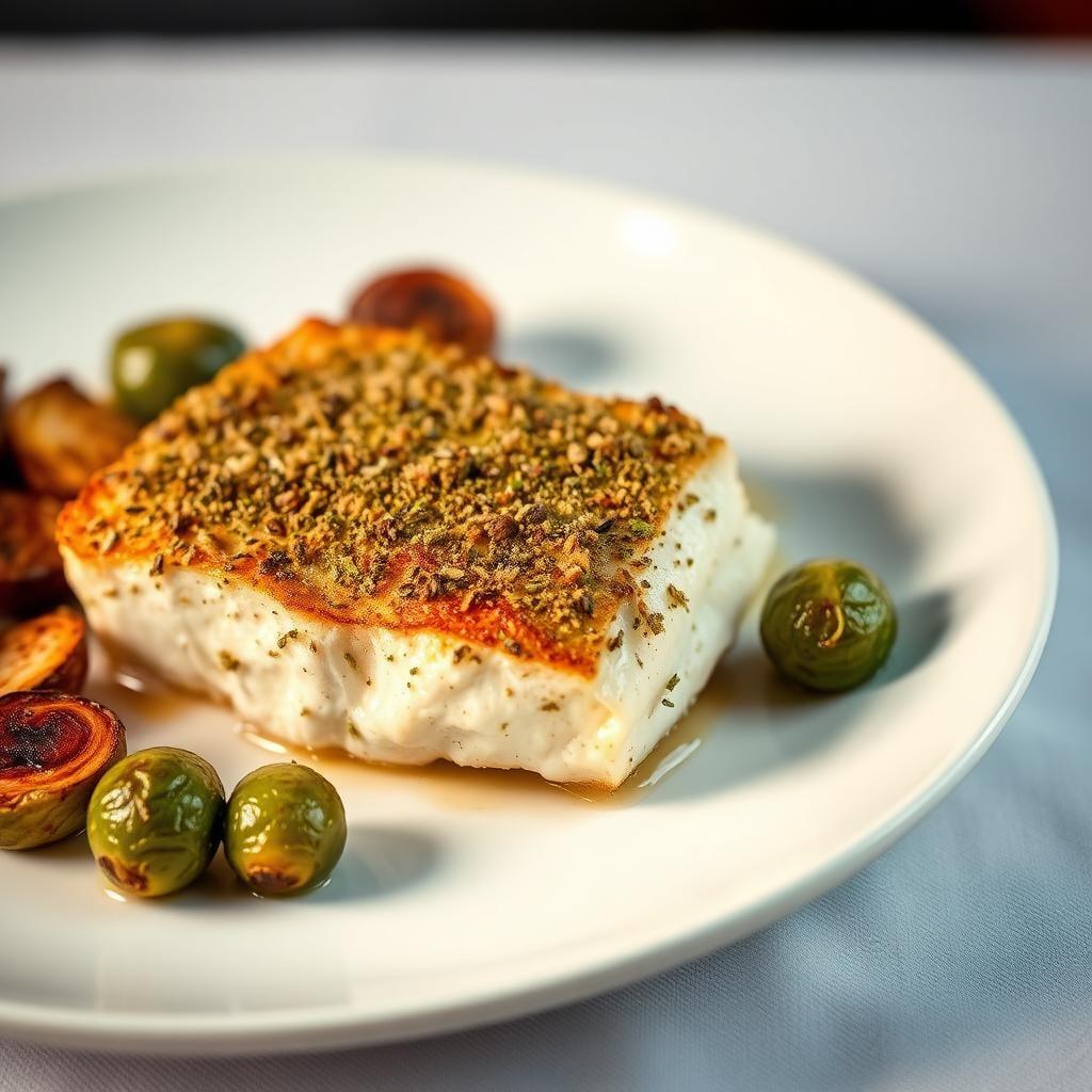 Herb-Crusted Baked Cod with Roasted Brussels Sprouts Herb-Crusted Baked Cod with Roasted Brussels Sprouts